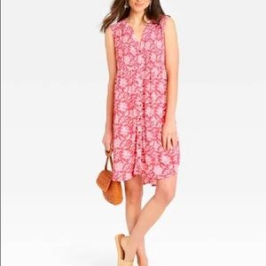NWT Target Knox Rose Sleeveless Smocked Button Down Dress Dusty Cherry Size M